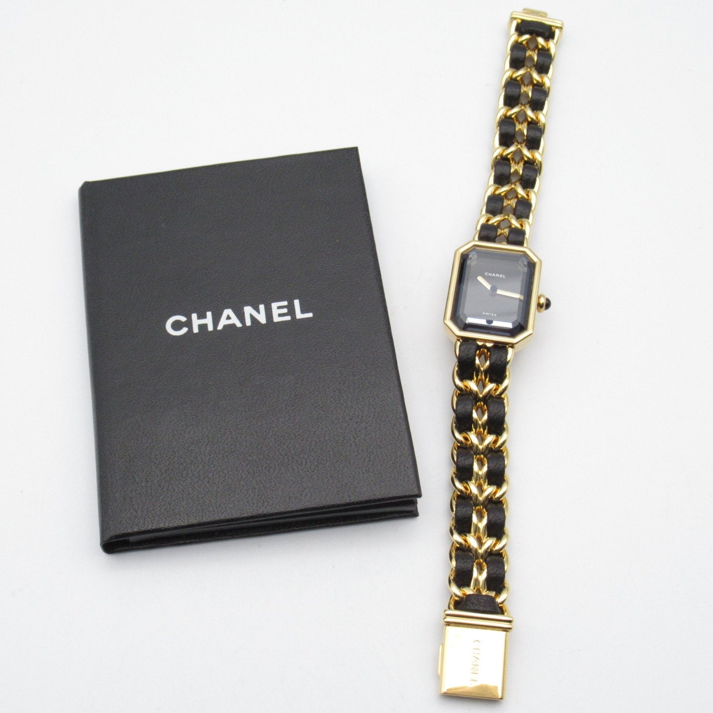 CHANEL Premiere L Wrist Watch H0001 Quartz Black Gold Plated Leather belt H0001