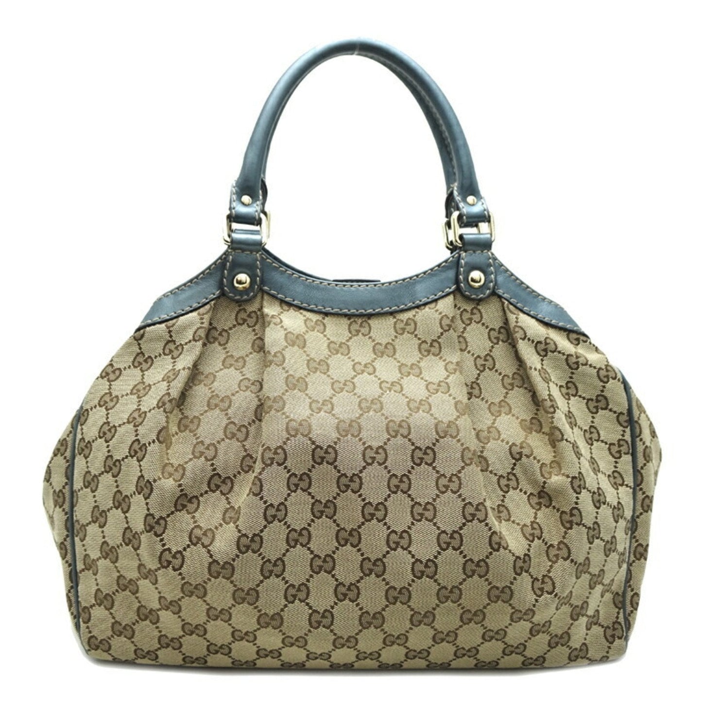 Gucci Beige Blue Brown Gg Canvas Leather Handbag Shoulder Bag