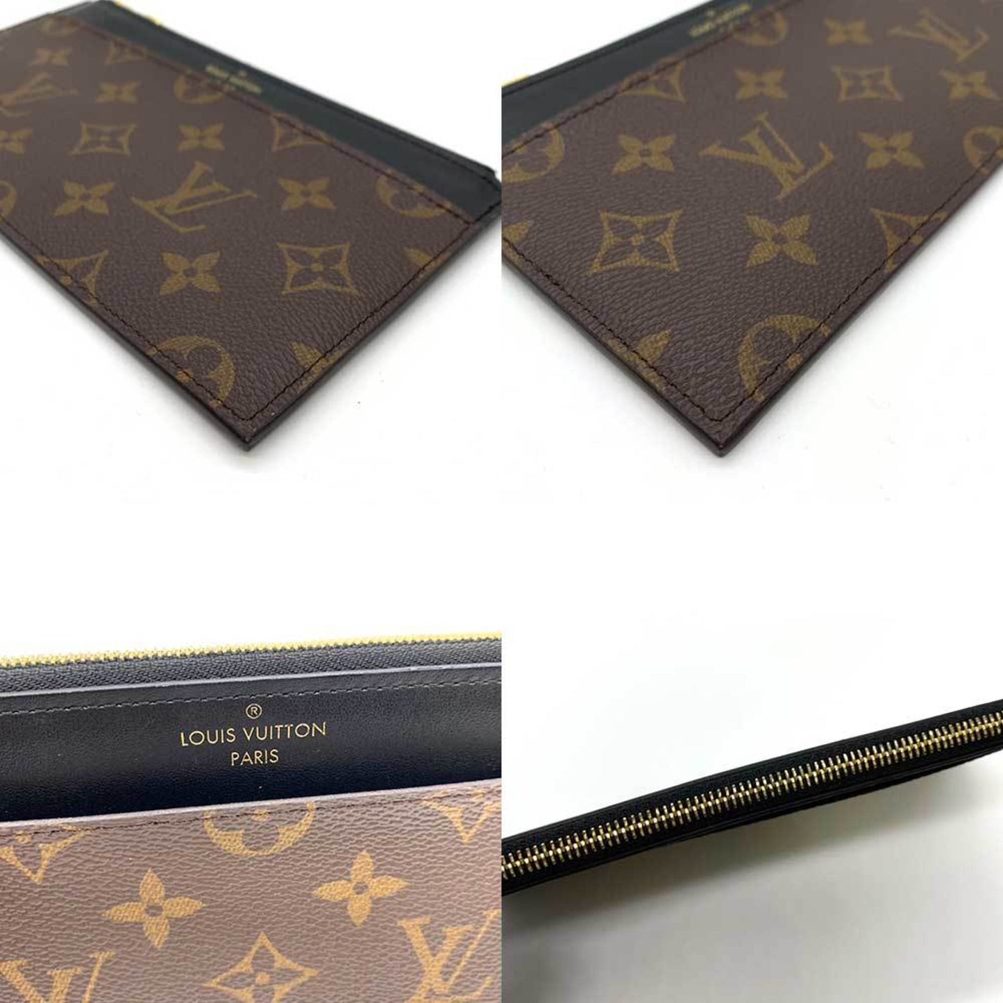 LOUIS VUITTON Wallet Perth Brown x Black Long Card Holder Square Ladies Monogram Leather M80348 LOUISVUITTON