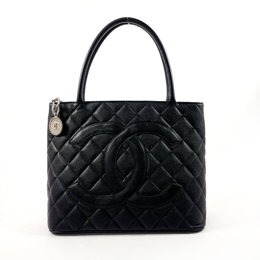 CHANEL Reproduction Matelasse A01804 Tote Bag Matte Caviar Skin Black Women's