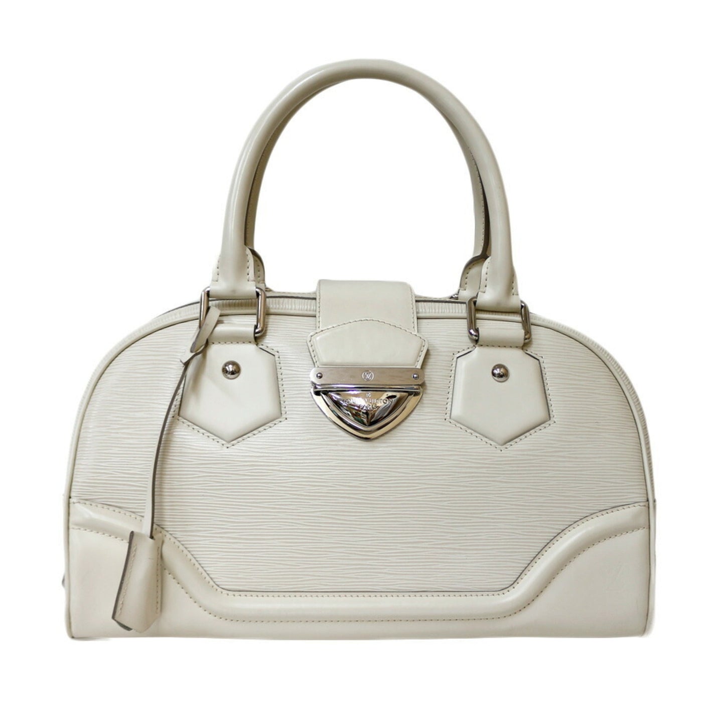 LOUIS VUITTON Bowling Montaigne GM Epi Shoulder Bag Leather M5931J White Ladies