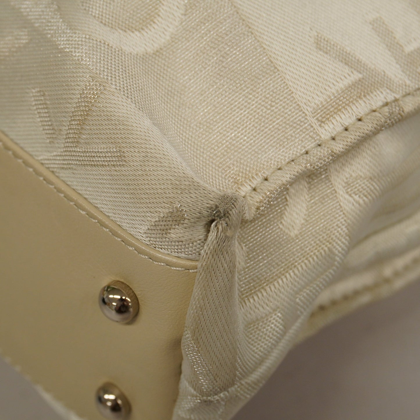 ChanelAuth  Ephemer Chain Shoulder Women's Nylon Tote Bag White