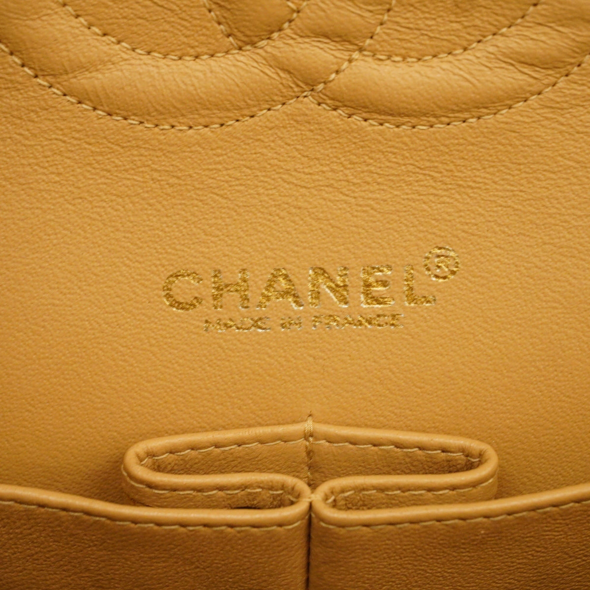ChanelAuth  Matelasse W Flap W Chain Lambskin Women's Leather Shoulder Bag Beige