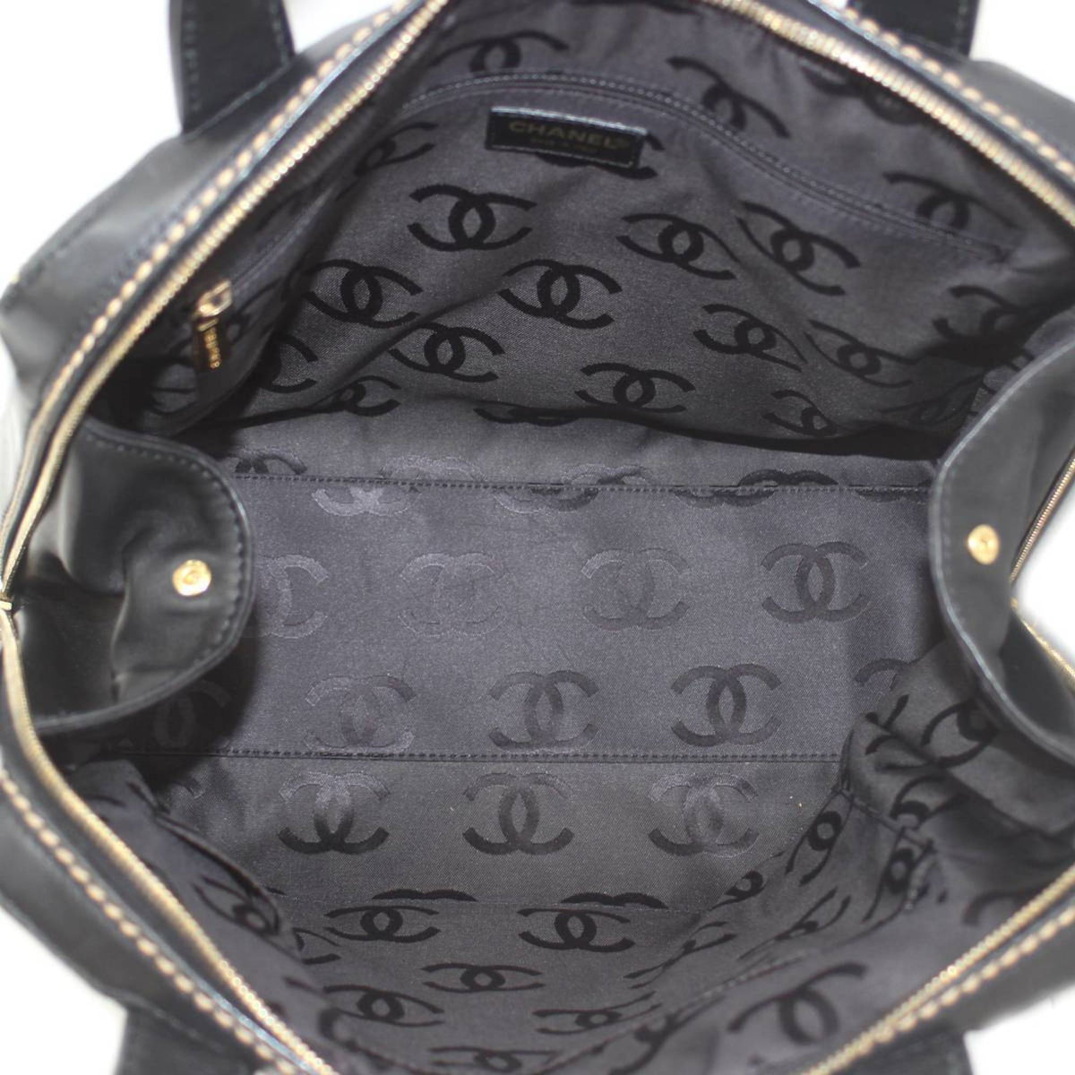 Chanel Wild Stitch Coco Mark HandBag Leather Black 7687325