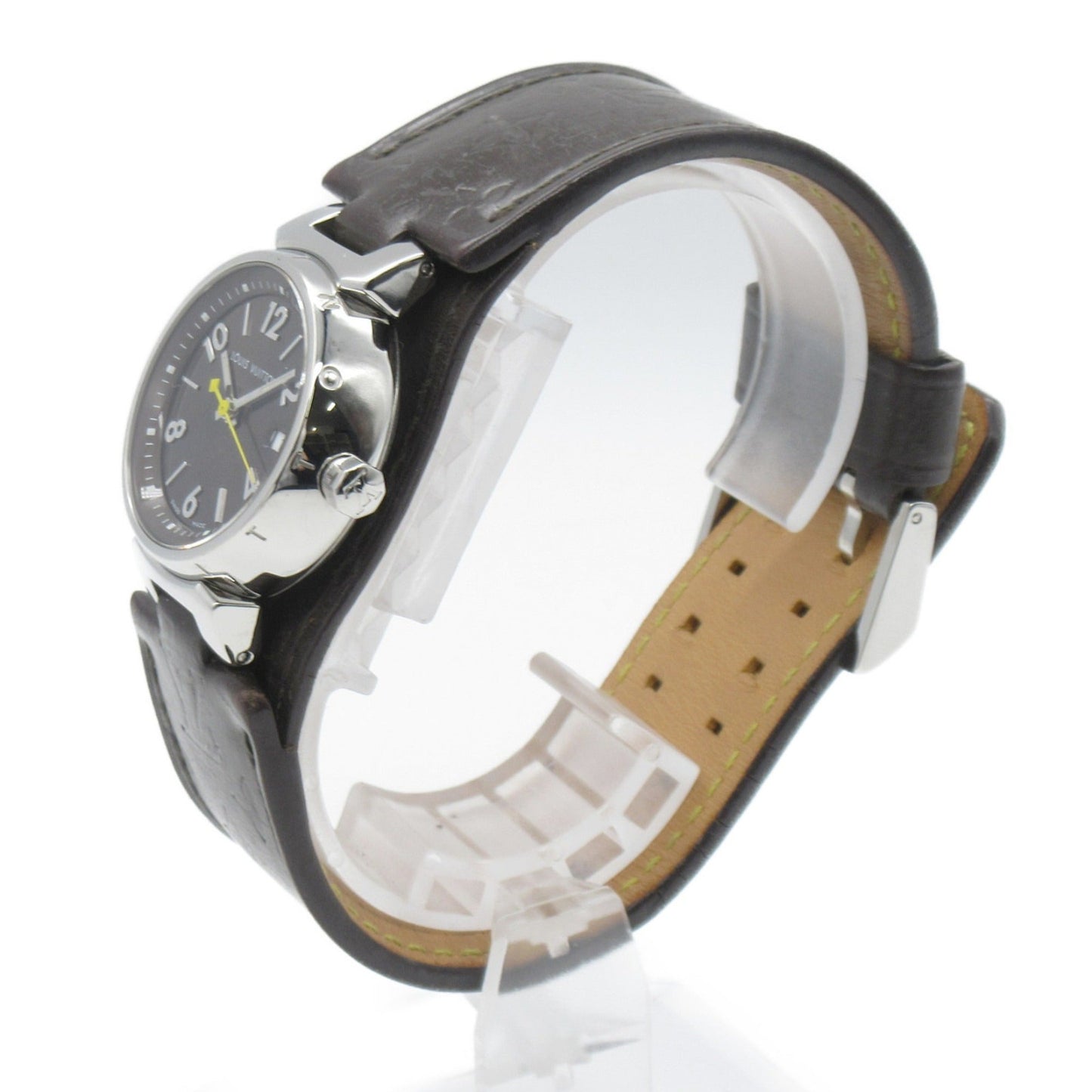 LOUIS VUITTON Tambour Wrist Watch Watch Wrist Watch Q1211 Quartz Brown Stainless Steel Leather belt Q1211