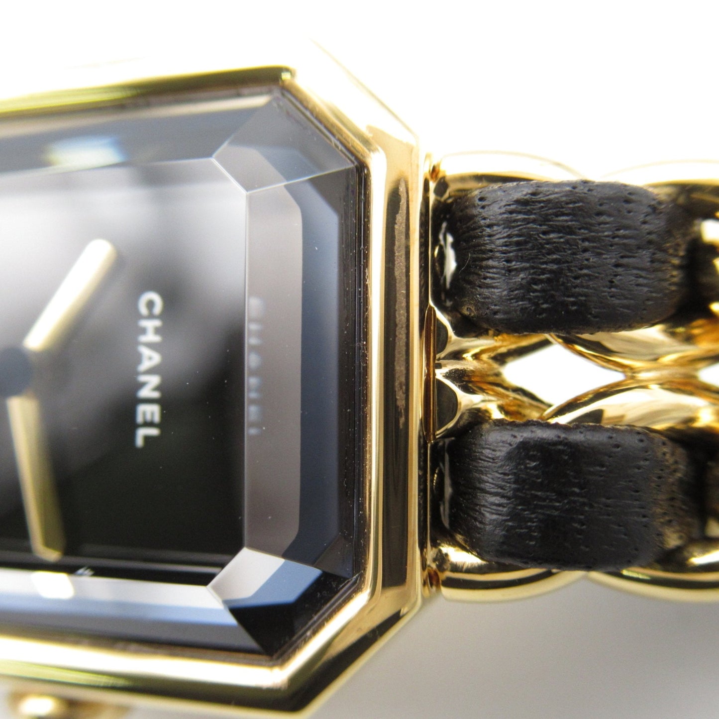 CHANEL Premiere L Wrist Watch H0001 Quartz Black Gold Plated Leather belt H0001