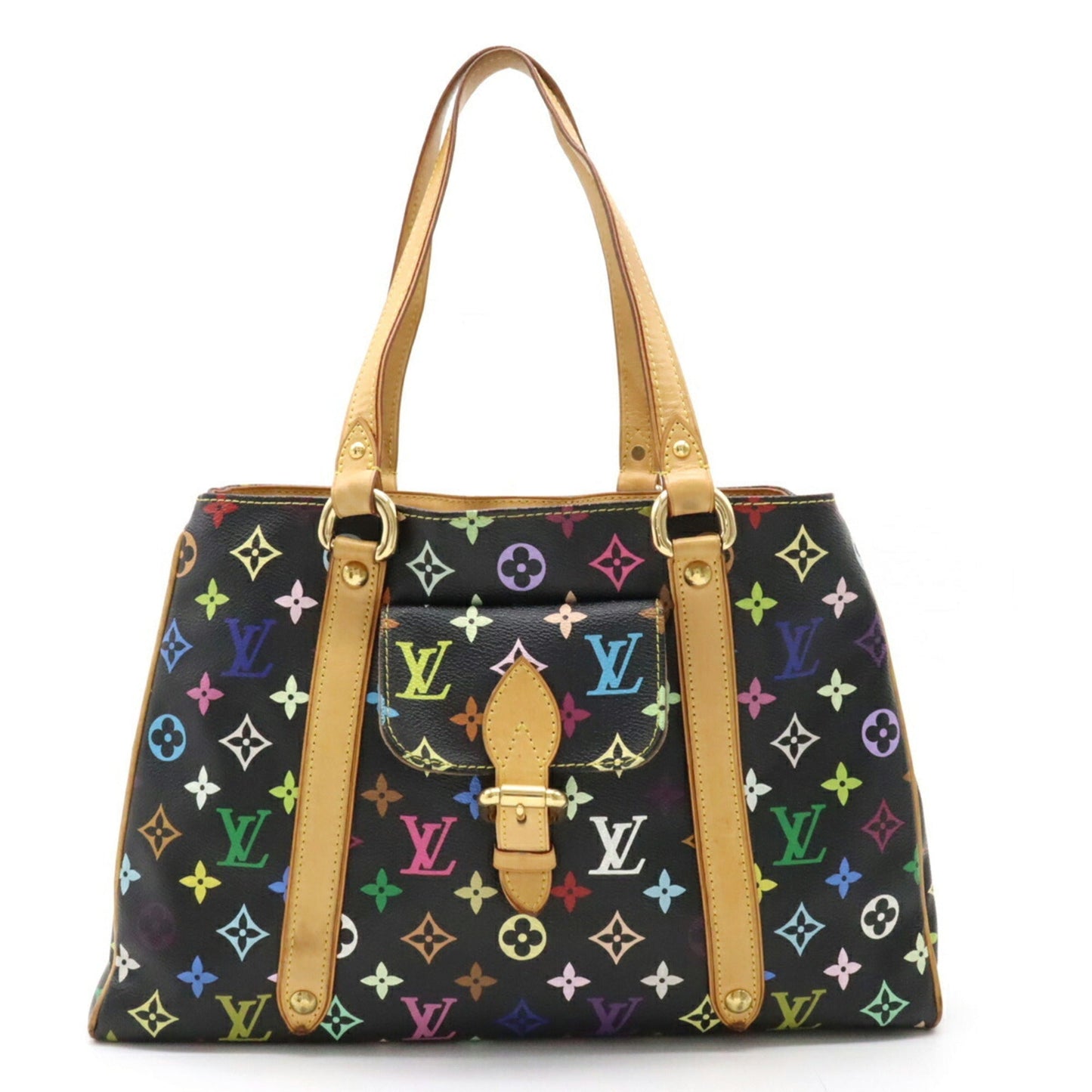 LOUIS VUITTON Monogram Multicolor Aurelia MM Tote Bag Shoulder Noir Black M40095