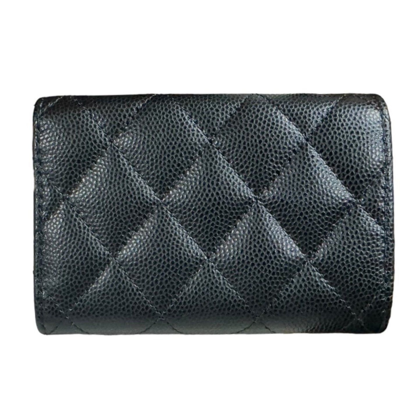 CHANEL Classic Small Flap Wallet Matelasse Coco Mark Tri-fold Caviar Skin AP0230 Women's