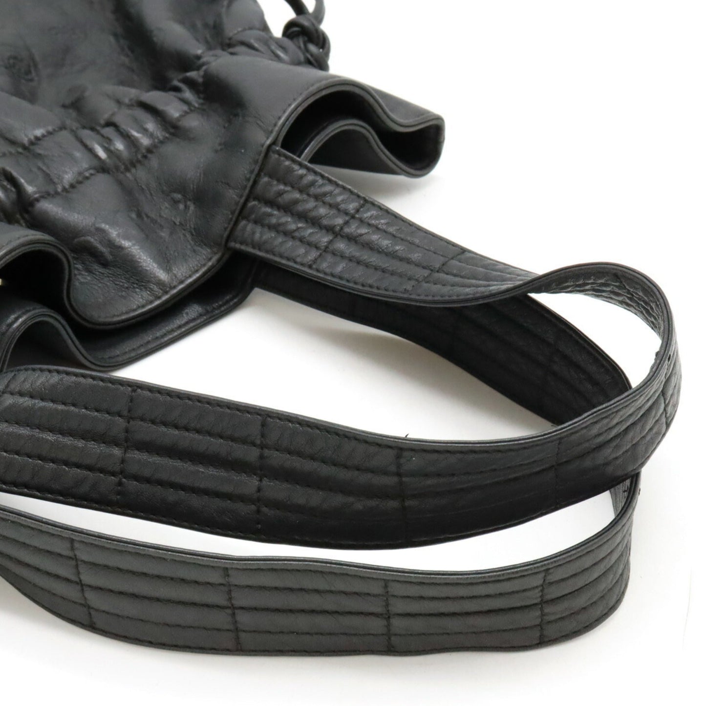 CHANEL Unlimited Embossed Tote Bag Shoulder Leather Black 6123