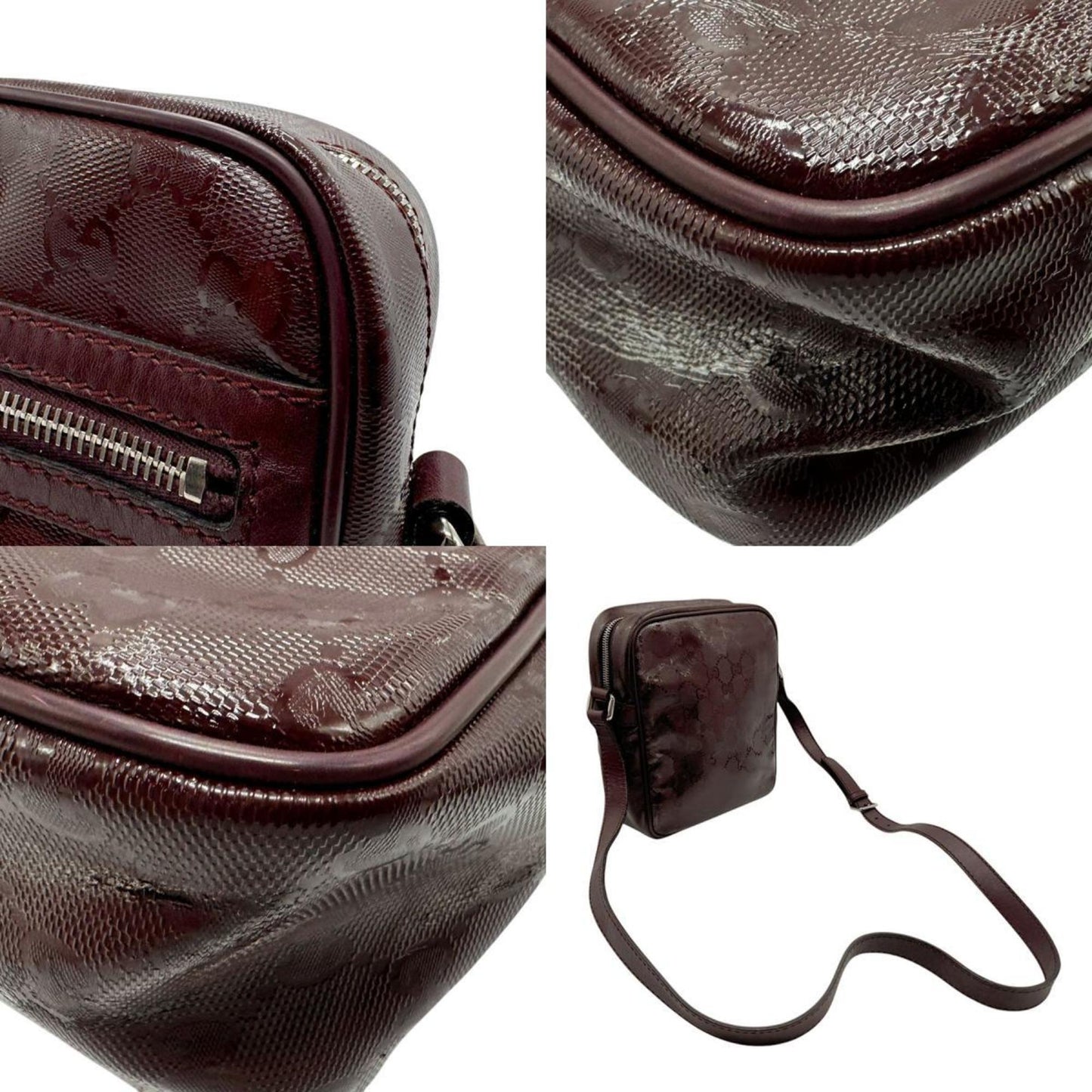 Gucci Gg Imprimé Bordeaux Pvc Shoulder Bag
