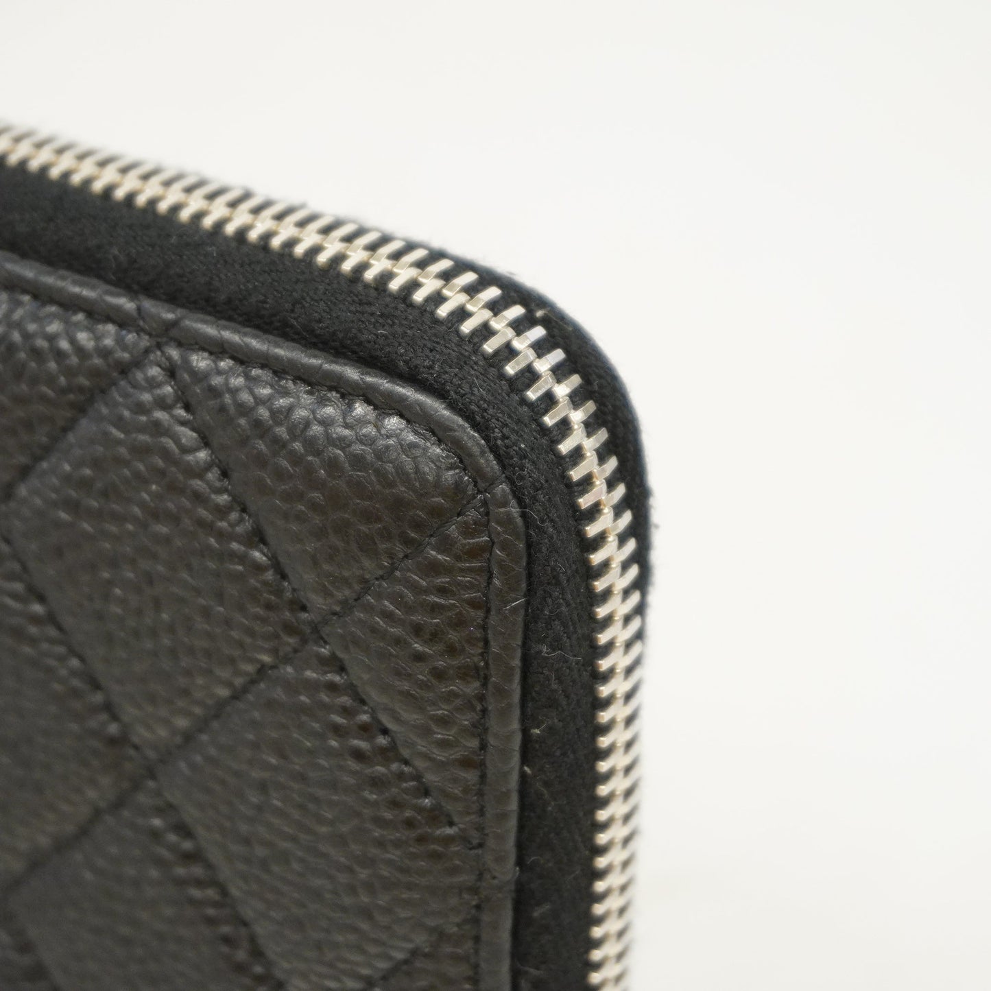 ChanelAuth  Matelasse Bi-fold Long Wallet Silver Metal Fittings Women's