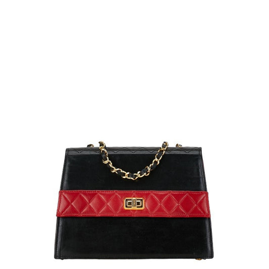 Chanel Coco Mark Bicolor Chain Shoulder Bag Black Red Gold Leather Women's CHANEL