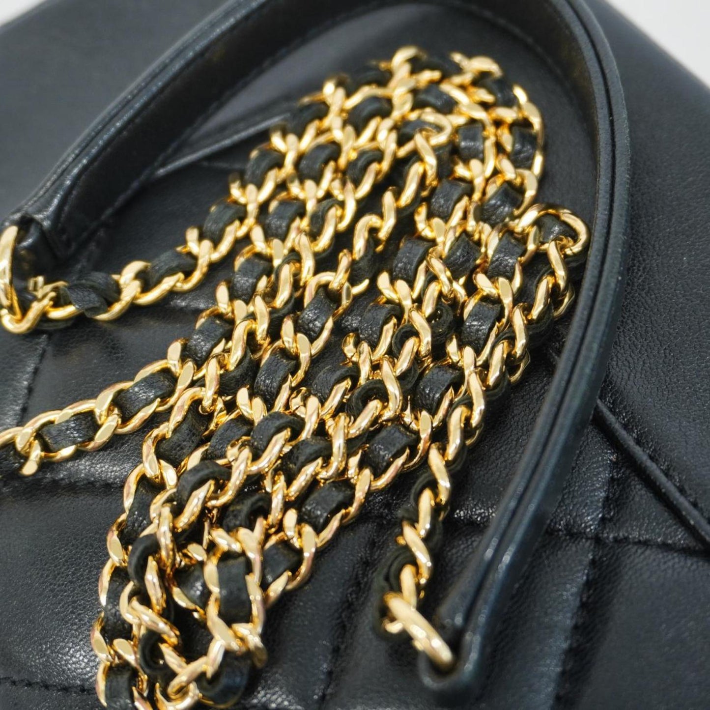 Chanel Shoulder Bag Matelasse W Flap Chain Leather Black Women's