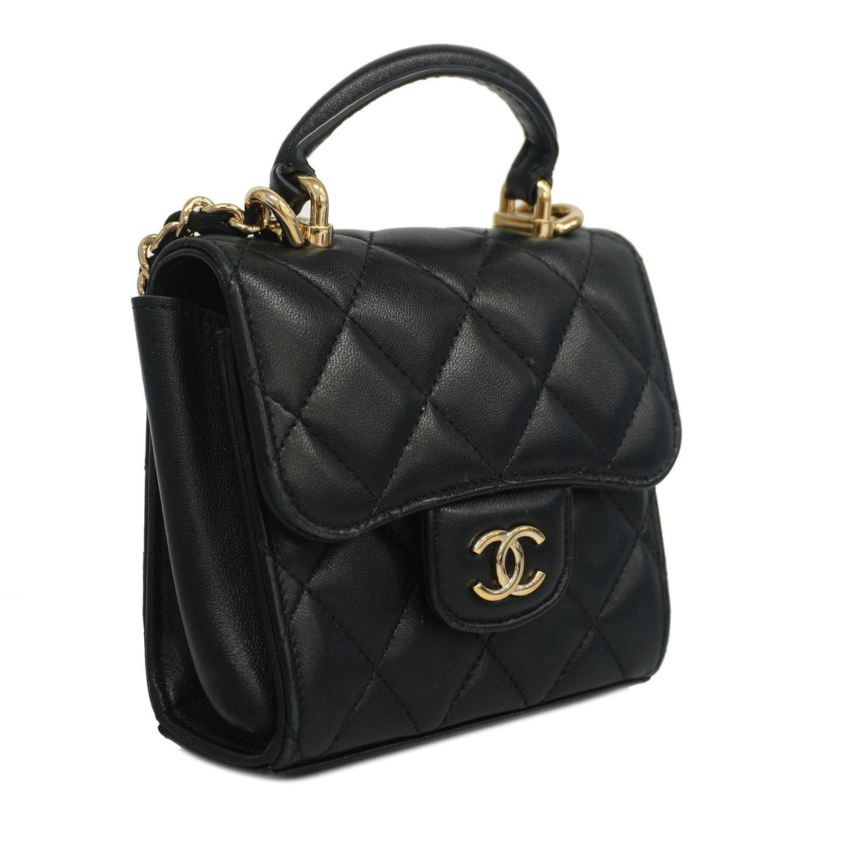 ChanelAuth  Matelasse Chain Shoulder Women's Lambskin Black