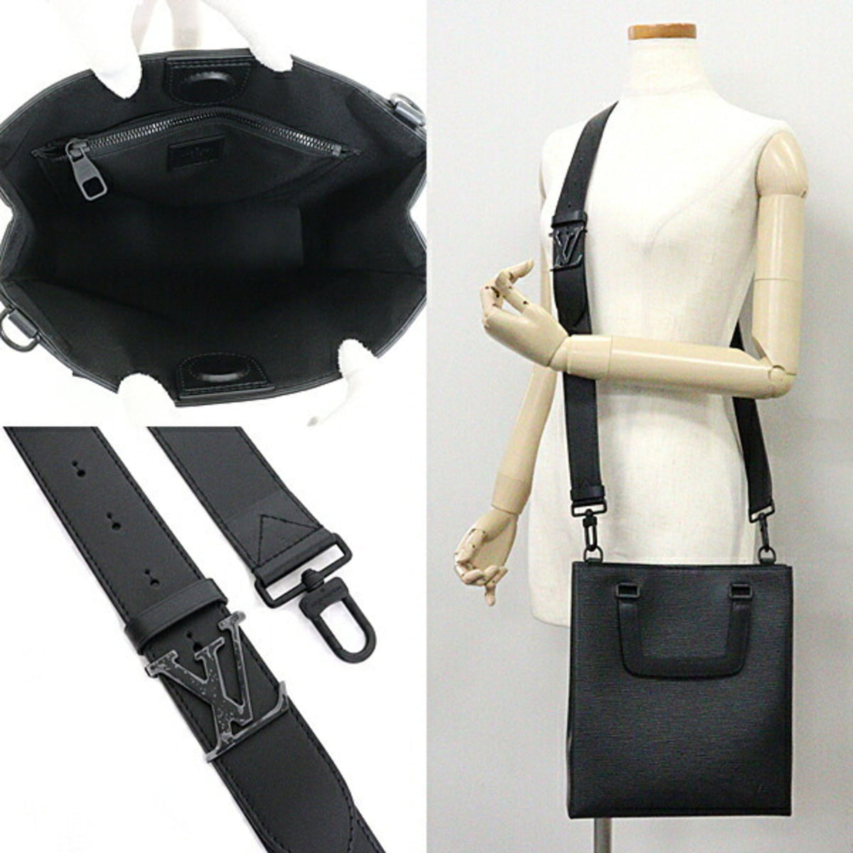 LOUIS VUITTON Sac Pla Fold Bag Epi M58497 Black Hardware