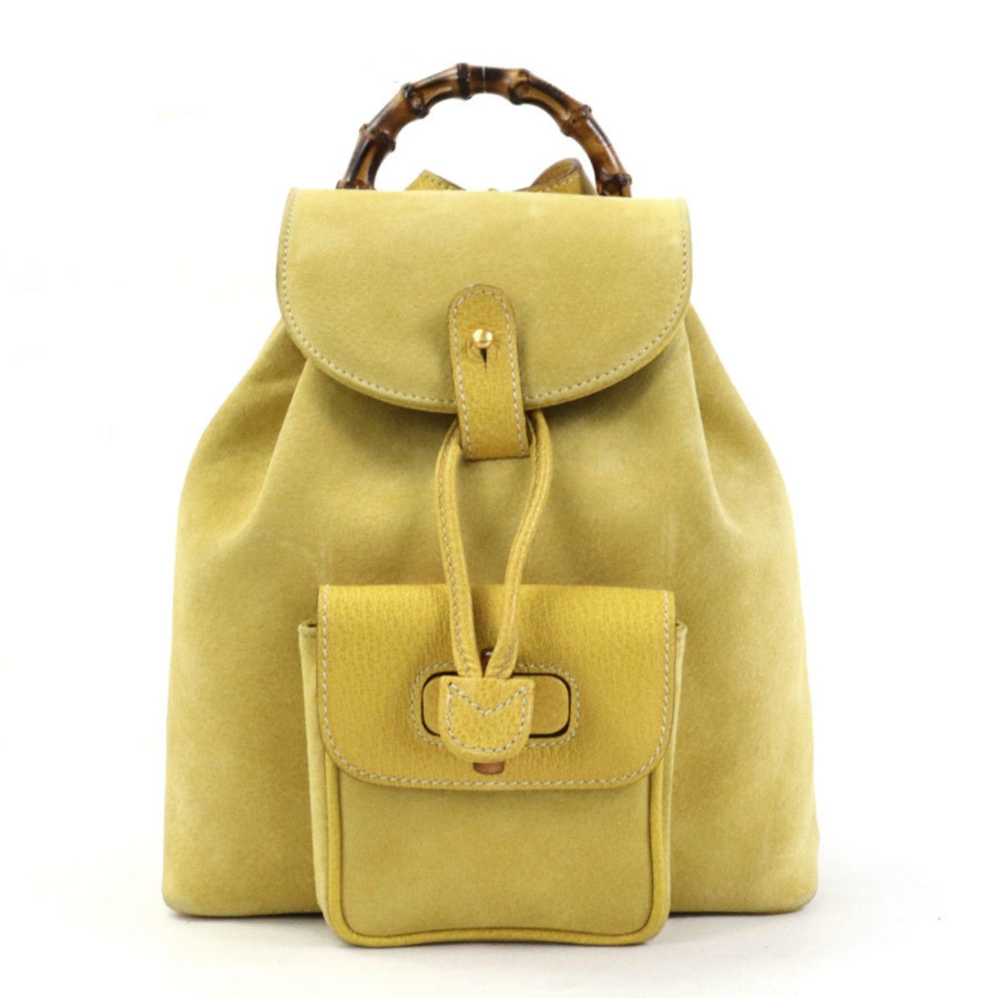 GUCCI Backpack Bamboo Suede/Leather Yellow Gold Women's e56051f