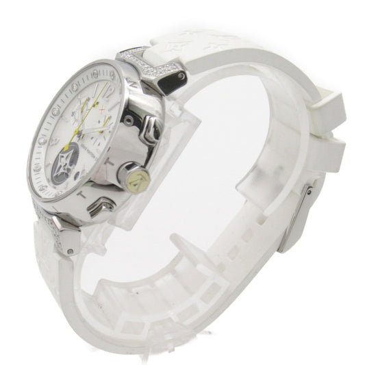 LOUIS VUITTON Tambour Chrono Lovely Cup 12P Diamond/Lug Diamond Wrist Watch Wrist Watch Q132H Quartz White White shell Q132H