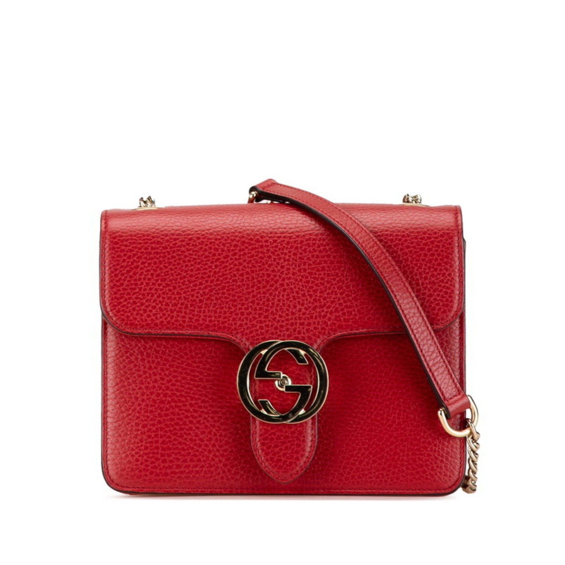 Gucci Red Color Leather Shoulder Bag ()