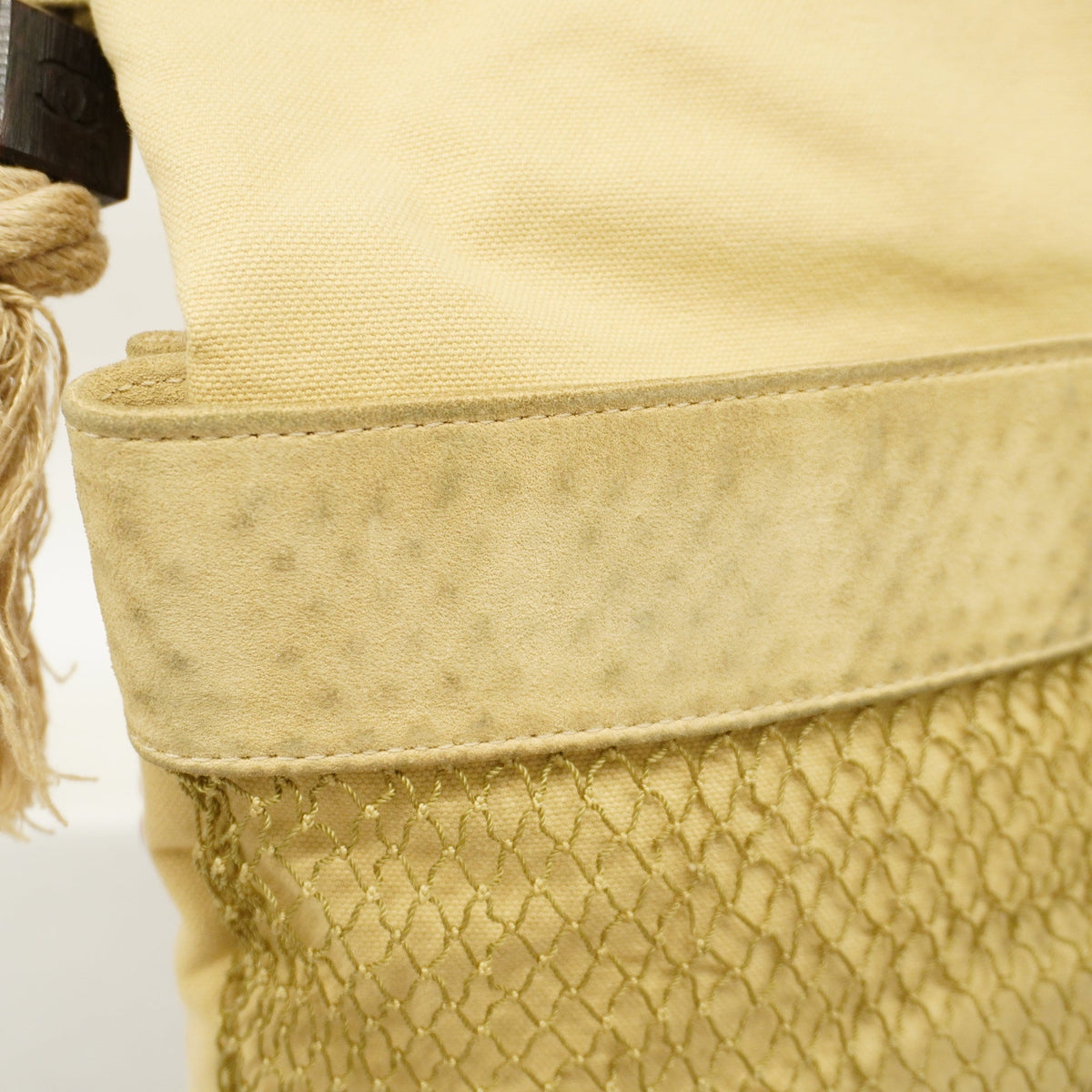 ChanelAuth  Chain Shoulder Women's Canvas Shoulder Bag Beige