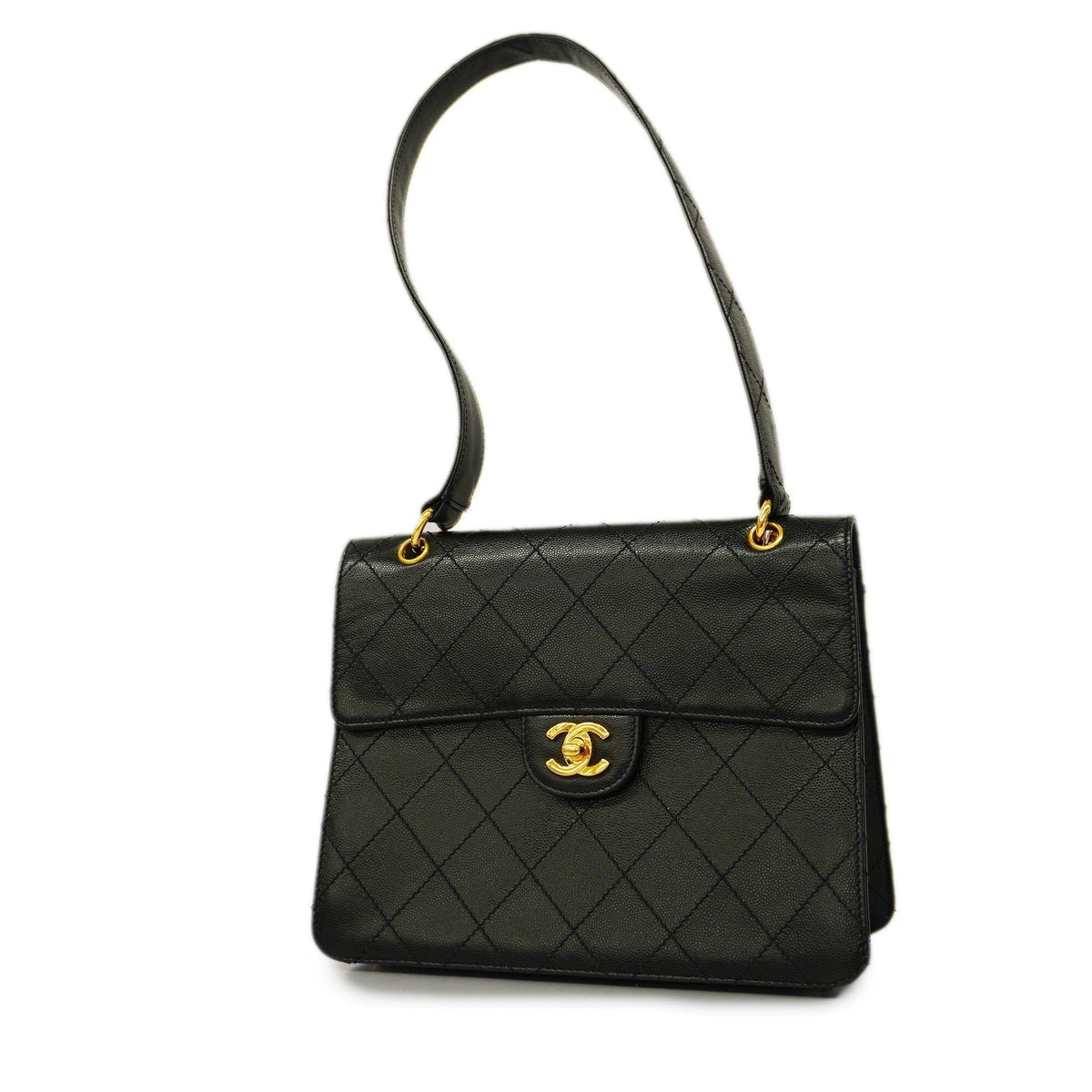 ChanelAuth  Matelasse Shoulder Bag Women's Caviar Leather Shoulder Bag Black