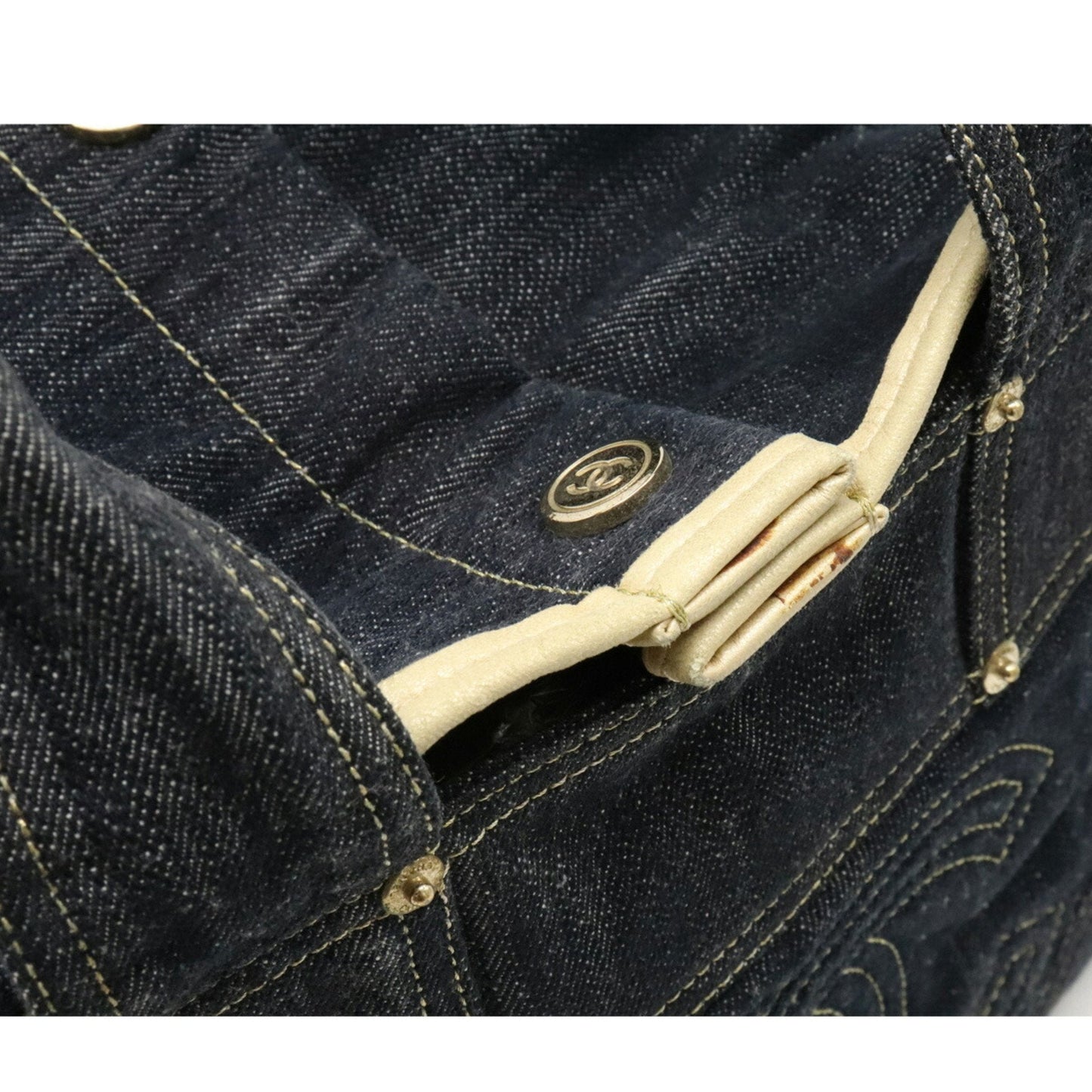 Chanel sparkling here mark tote bag handbag indigo blue dark A31984