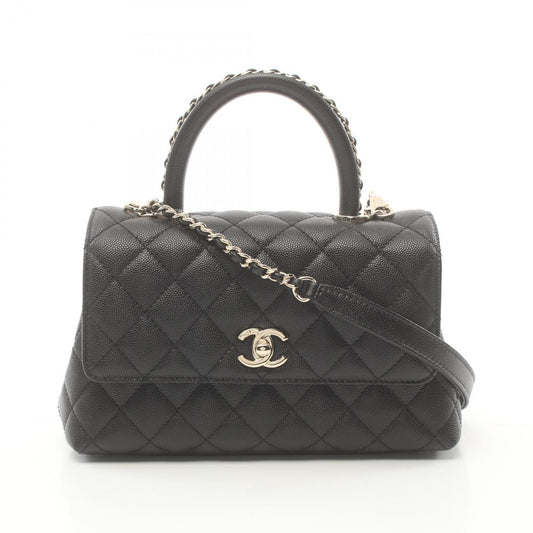 CHANEL Flap Matelasse Handbag Bag Caviar Skin Women's Black A92990