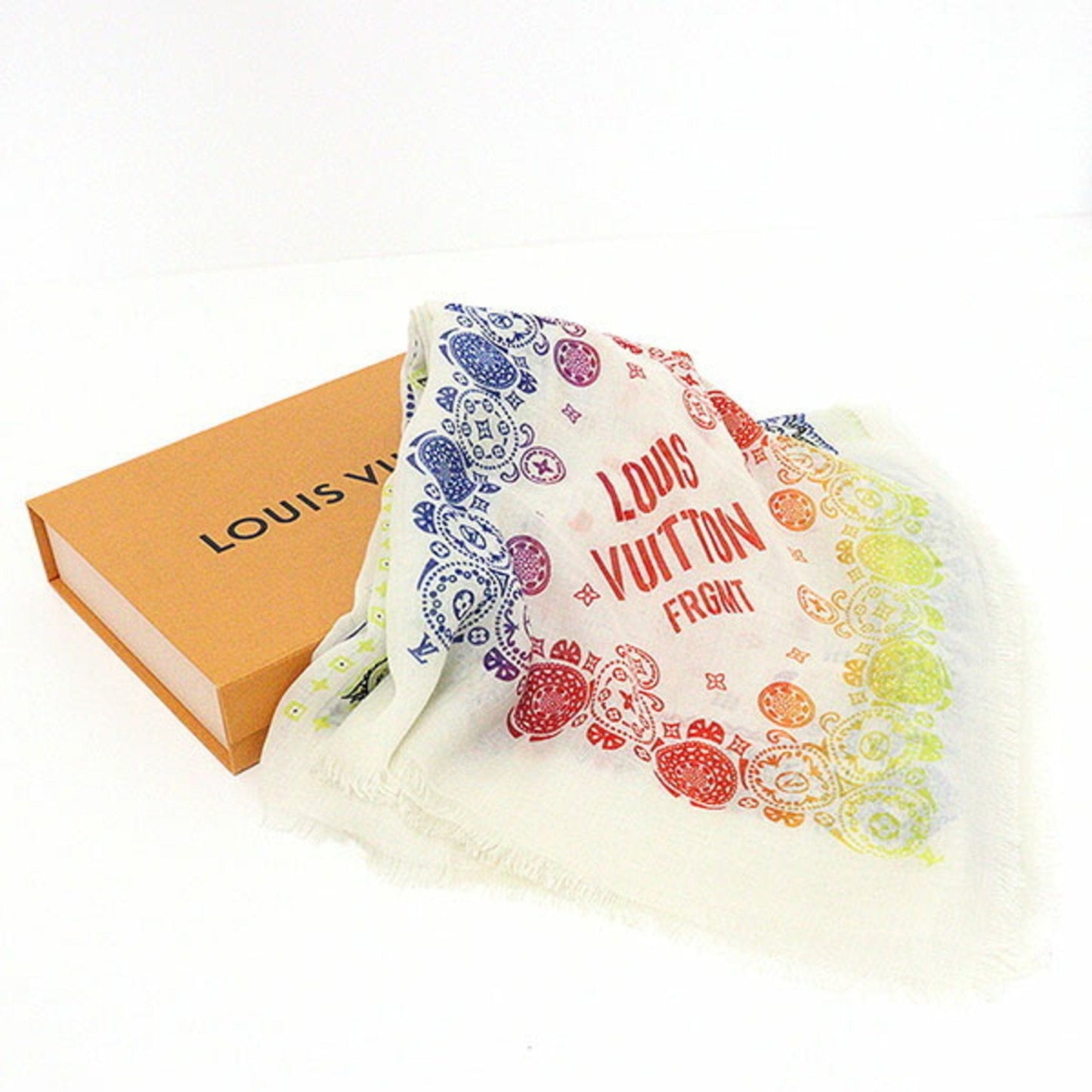 LOUIS VUITTON Fragment Ettore Bandana Rainbow Stole Cashmere Silk Hiroshi Fujiwara Limited