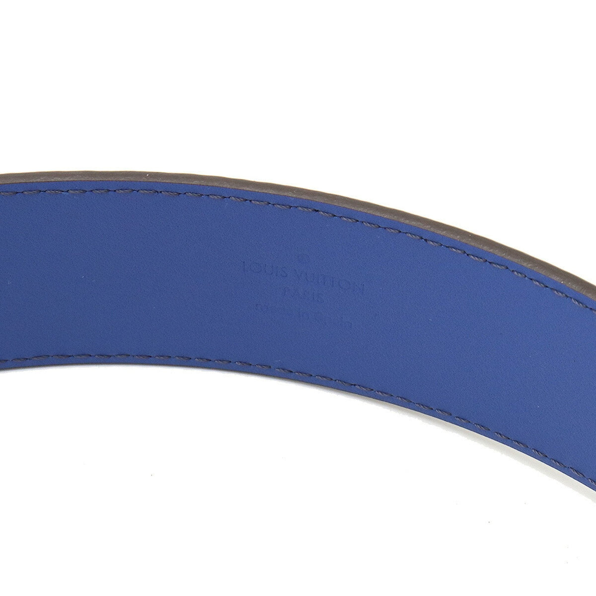 LOUIS VUITTON Suntulle LV Initial Belt Leather Blue #90 M9125U