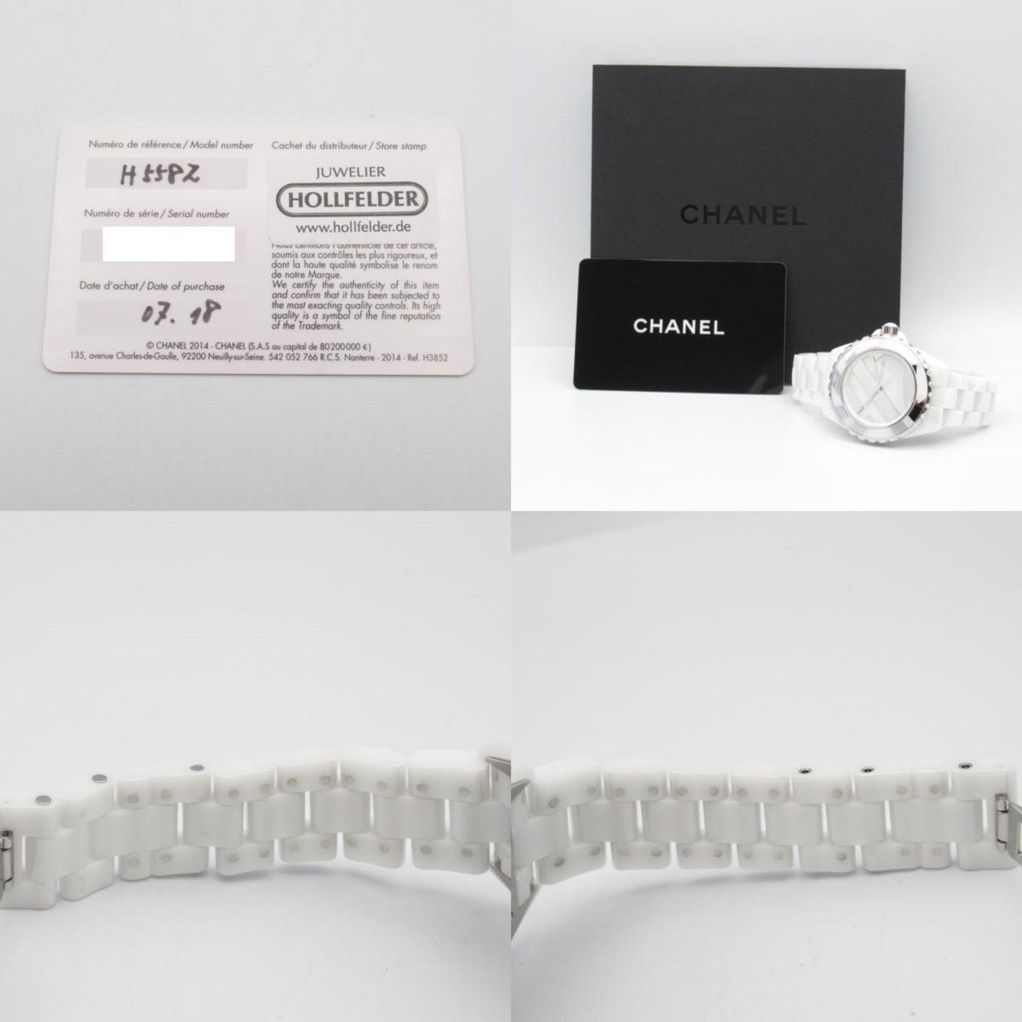 CHANEL J12 UNTITLED Wristwatch, Ceramic, Men's, White, H5582