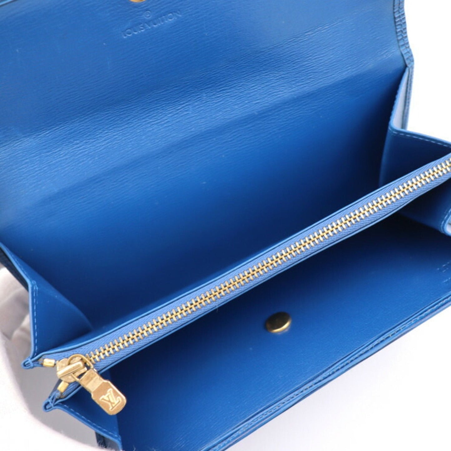 LOUIS VUITTON Pochette Portomone Cult Credit Long Wallet M63565 Epi Leather Toledo Blue Gold Hardware Old Snap Button Vintage