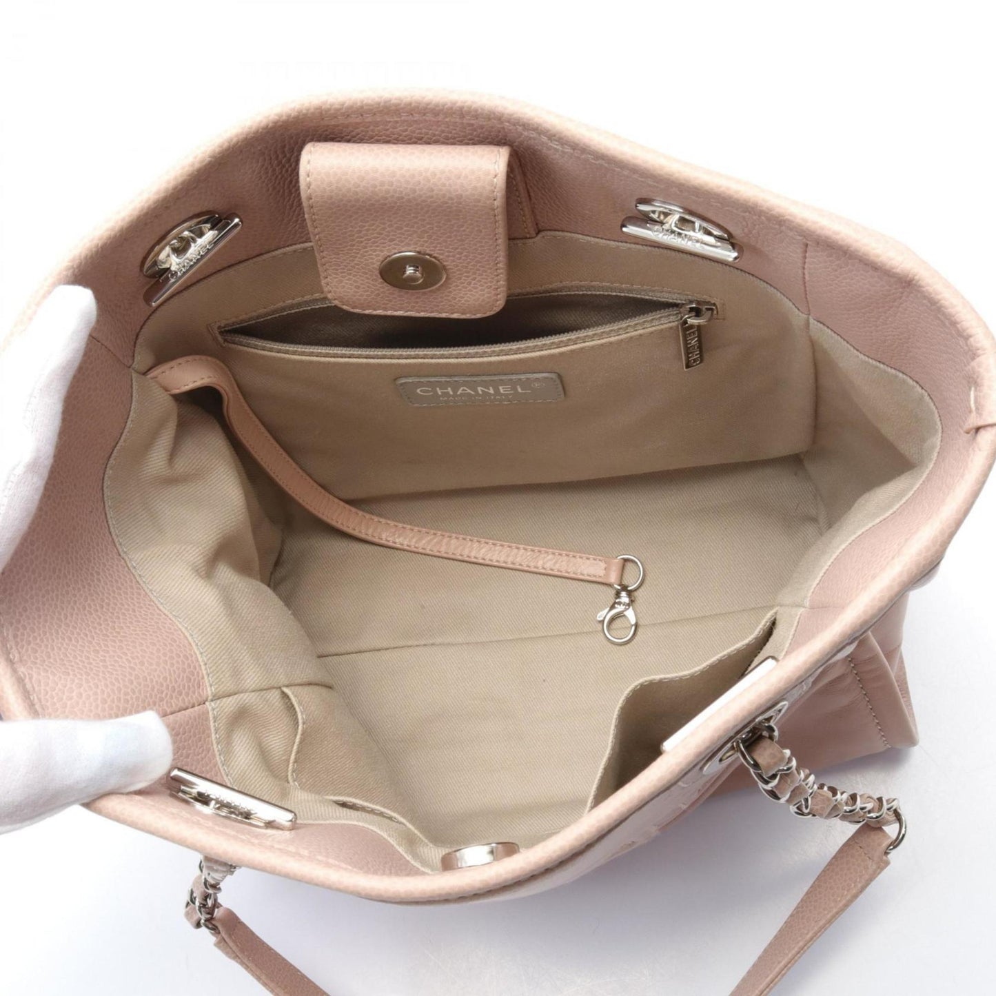 CHANEL Deauville Tote Bag Leather Women's Pink