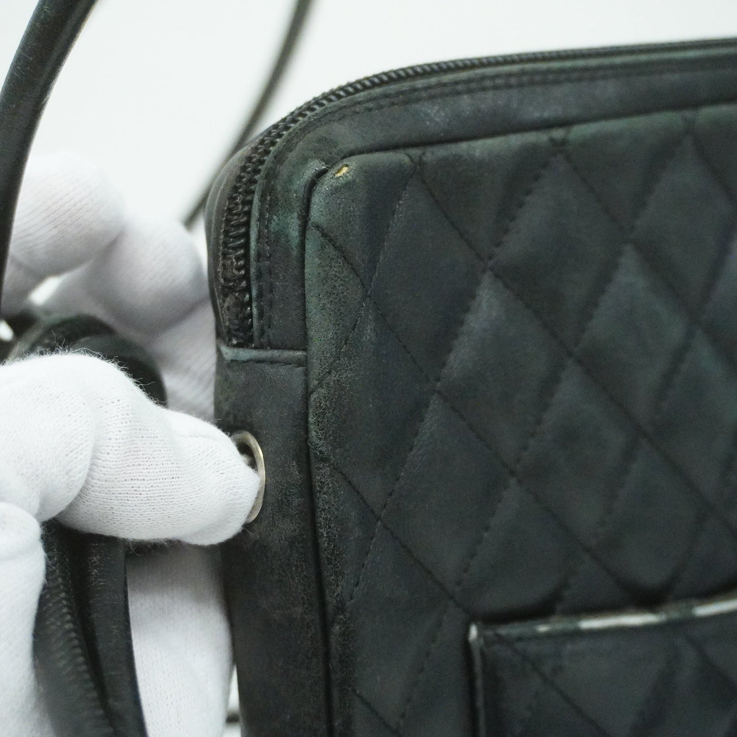 ChanelAuth  Ligne Cambon Tote Bag Lambskin Women's Leather Shoulder Bag