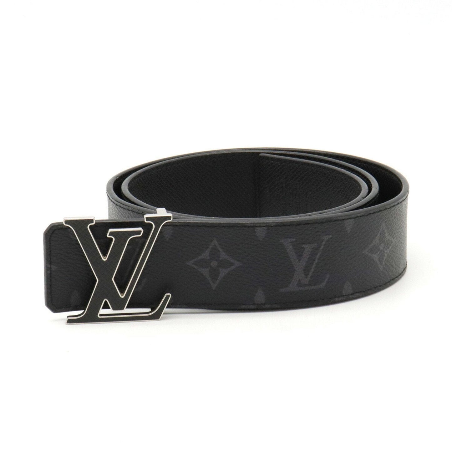 LOUIS VUITTON Monogram Eclipse Taiga Suntulle LV Initial Belt Reversible #85/34 85cm M0157V