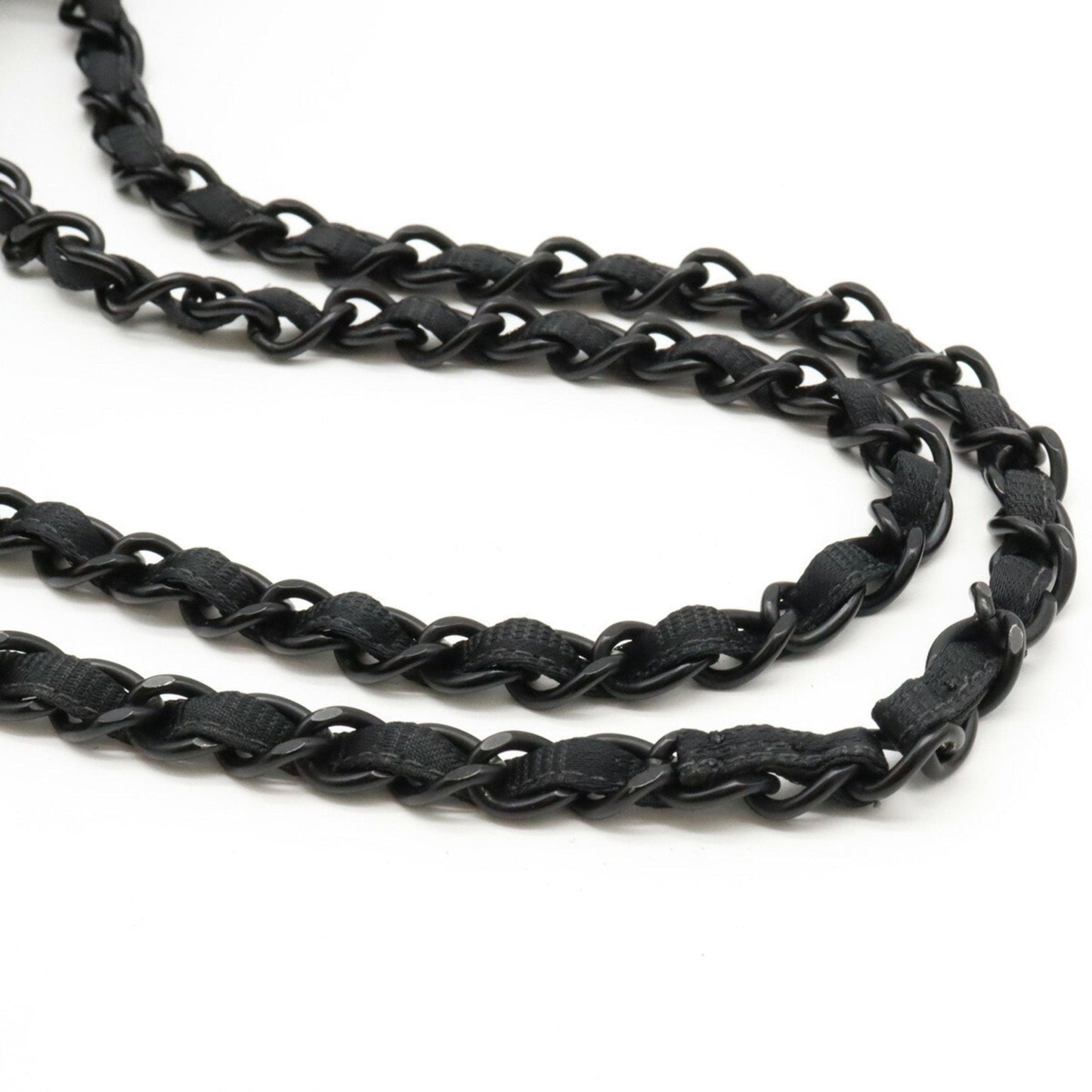 CHANEL New Travel Line Shoulder Bag Chain Nylon Jacquard Leather Black A15285