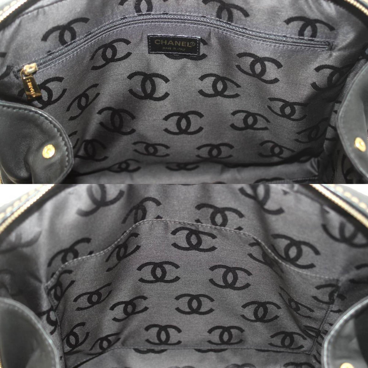 Chanel Wild Stitch Coco Mark HandBag Leather Black 7687325