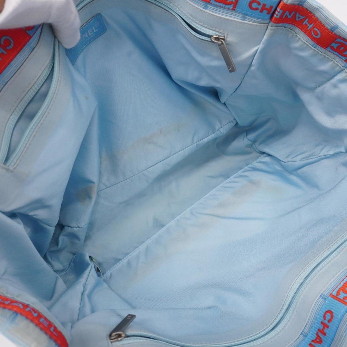 Chanel Tote Bag New Travel Nylon Light Blue Women's