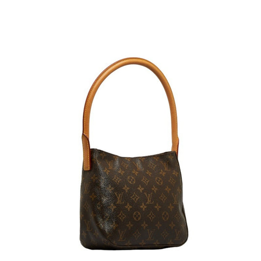 LOUIS VUITTON Monogram Looping MM Shoulder Bag Handbag M51146 Brown PVC Leather Ladies