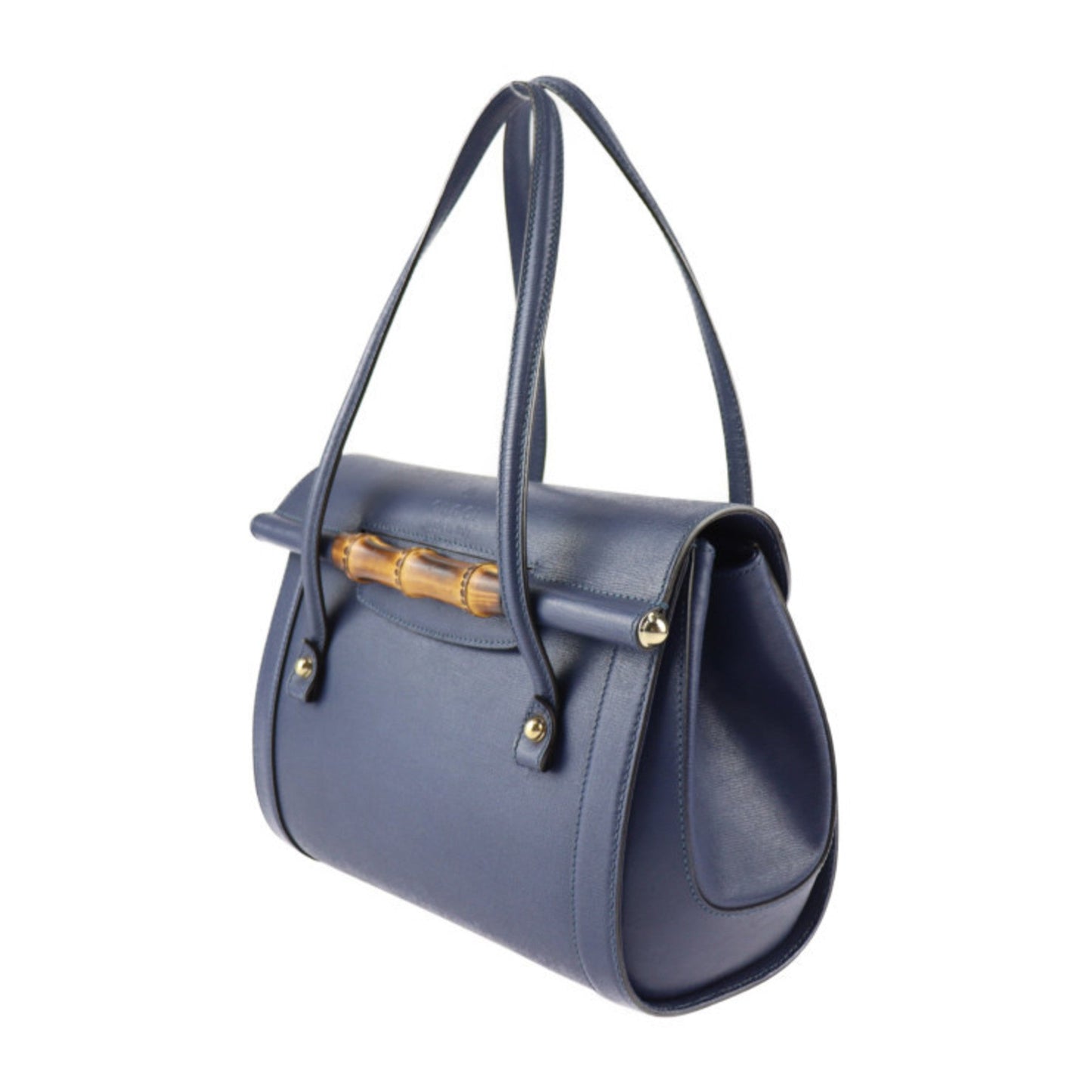 Gucci Bamboo Navy Leather Handbag Shoulder Bag Tote Bag