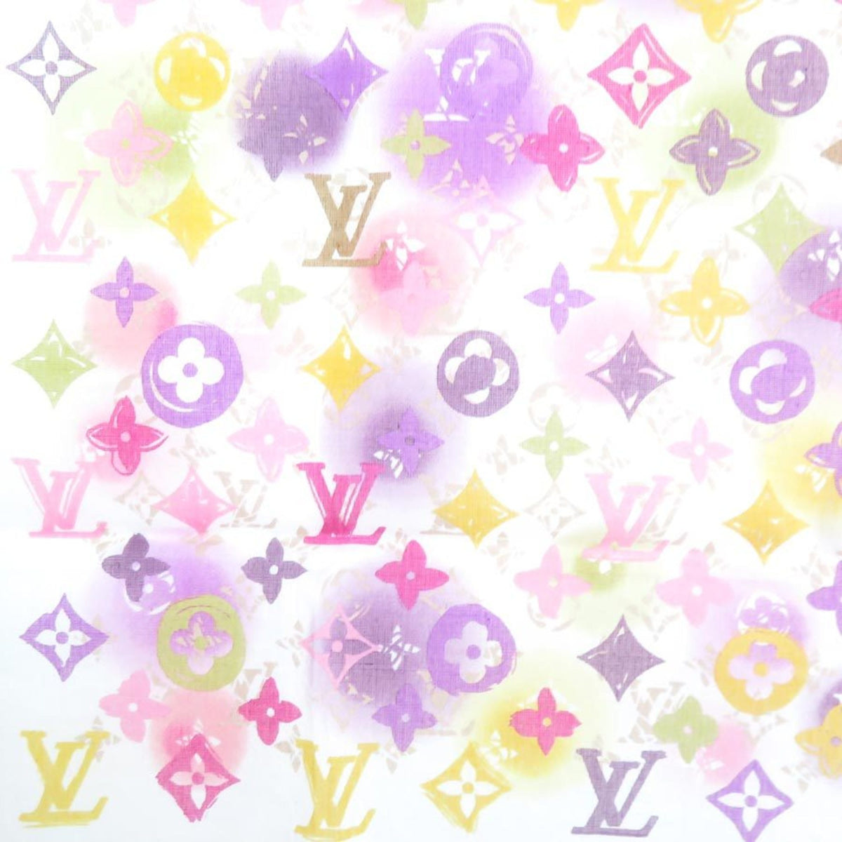LOUIS VUITTON Scarf Muffler Handkerchief Monogram Cotton White/Multicolor Women's