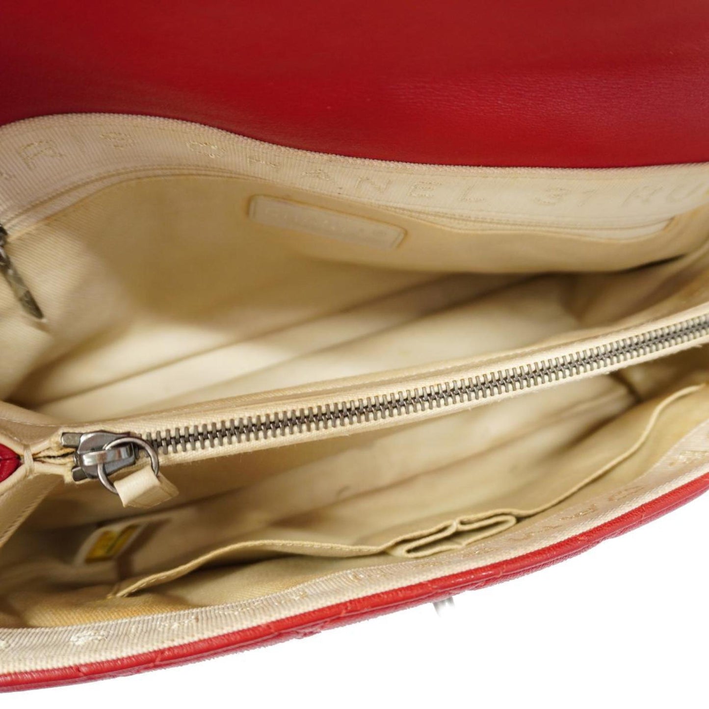 Chanel Shoulder Bag Matelasse W Chain Lambskin Red Women's