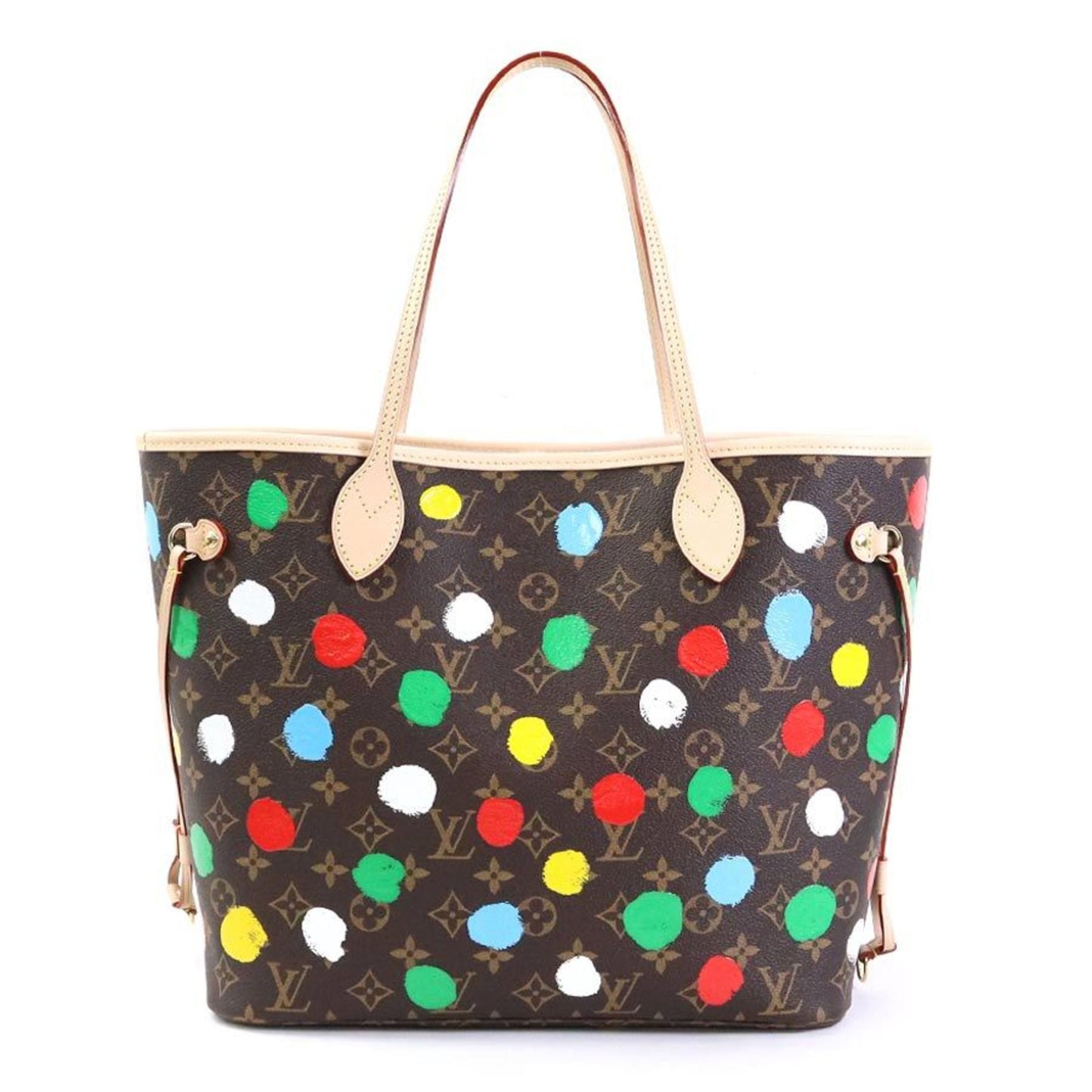 LOUIS VUITTON Shoulder Bag Tote LV x YK Painted Dot Monogram Neverfull MM Canvas Brown Women's M46381