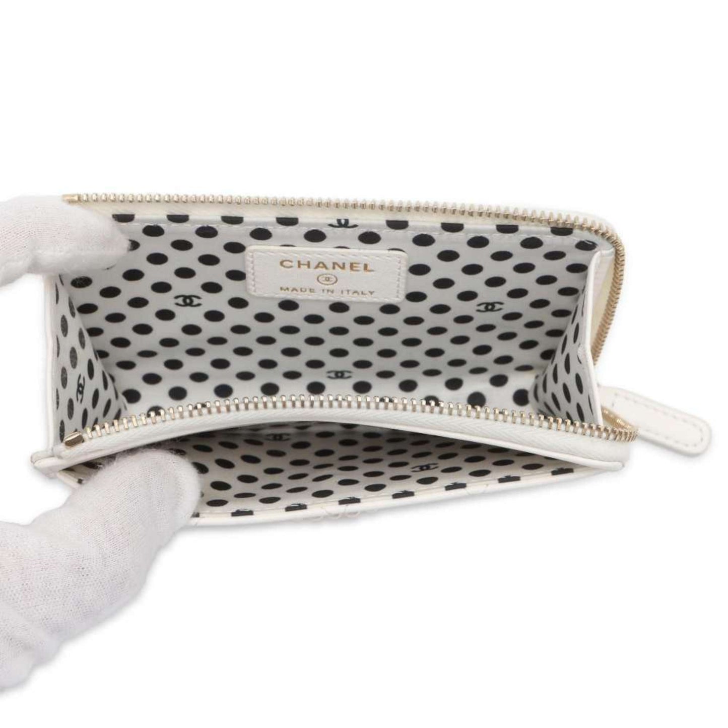 Chanel Wallet/Coin Case Matelasse Coco Mark Lambskin AP3665 CHANEL Wallet Business Card Holder/Card Faux Pearl White