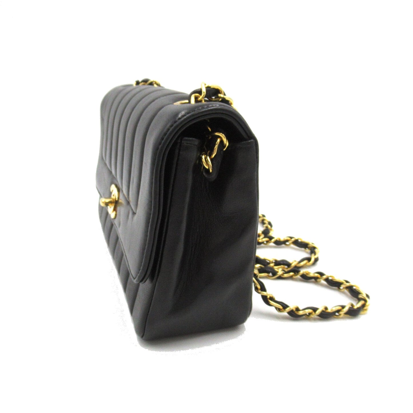 CHANEL Mademoiselle Line Chain Shoulder Black Lambskin (sheep leather)