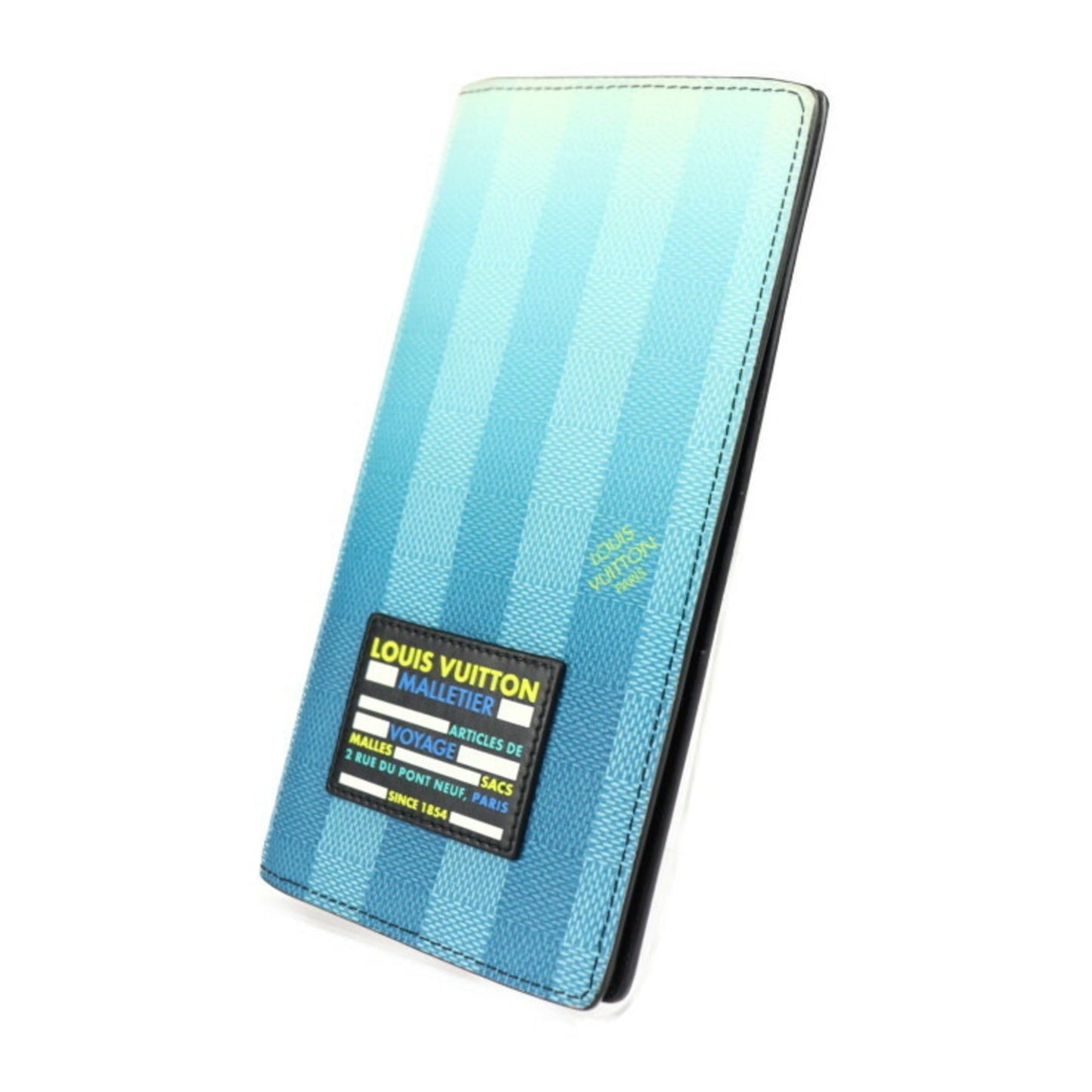 LOUIS VUITTON Portefeuil Braza Damier Stripe Bifold Wallet M81318 Canvas Blue Long Vuitton