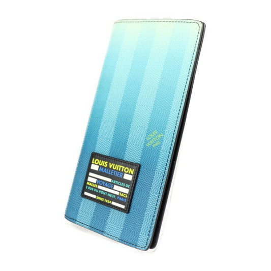 LOUIS VUITTON Portefeuil Braza Damier Stripe Bifold Wallet M81318 Canvas Blue Long Vuitton