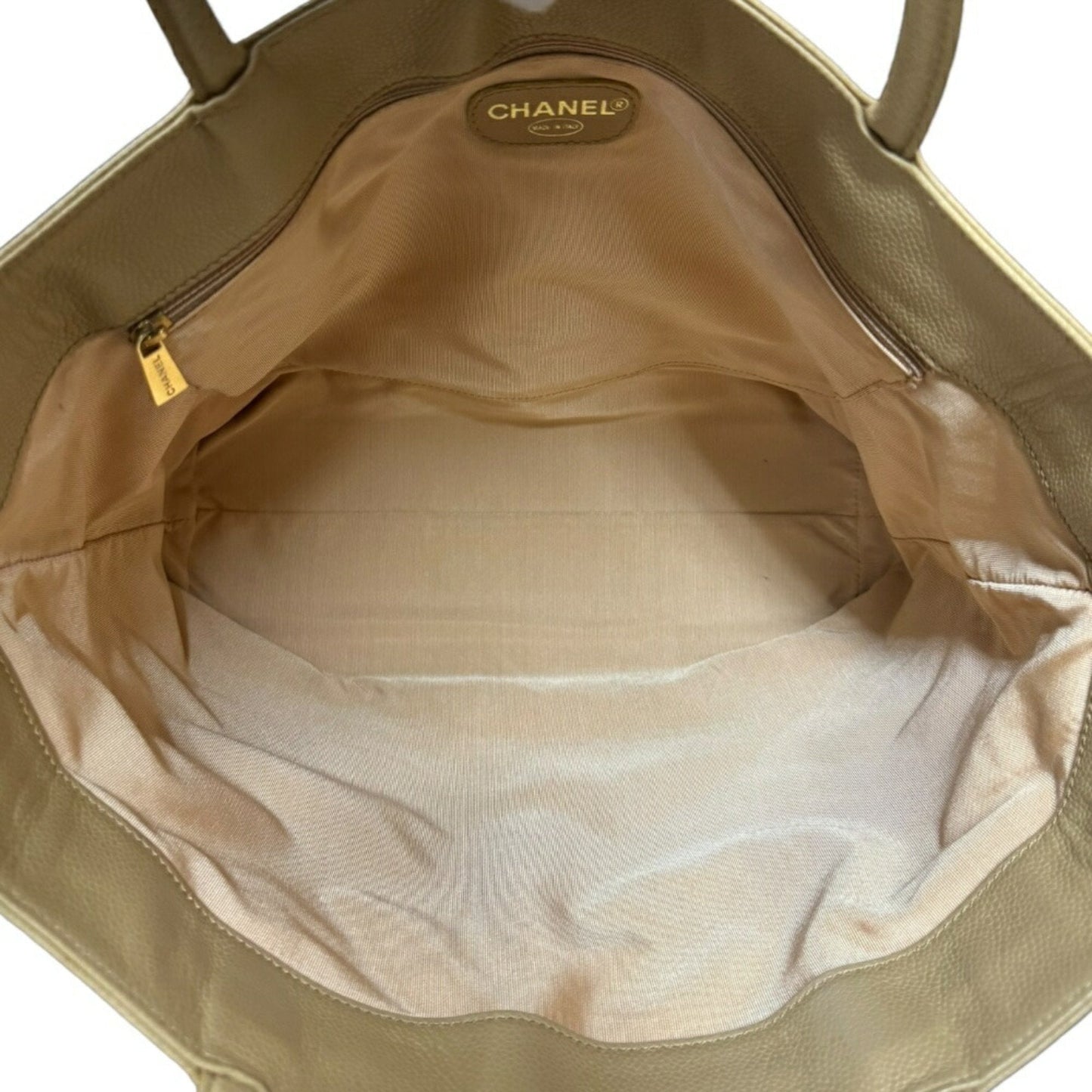 CHANEL Tote Bag Caviar Skin Beige Women's