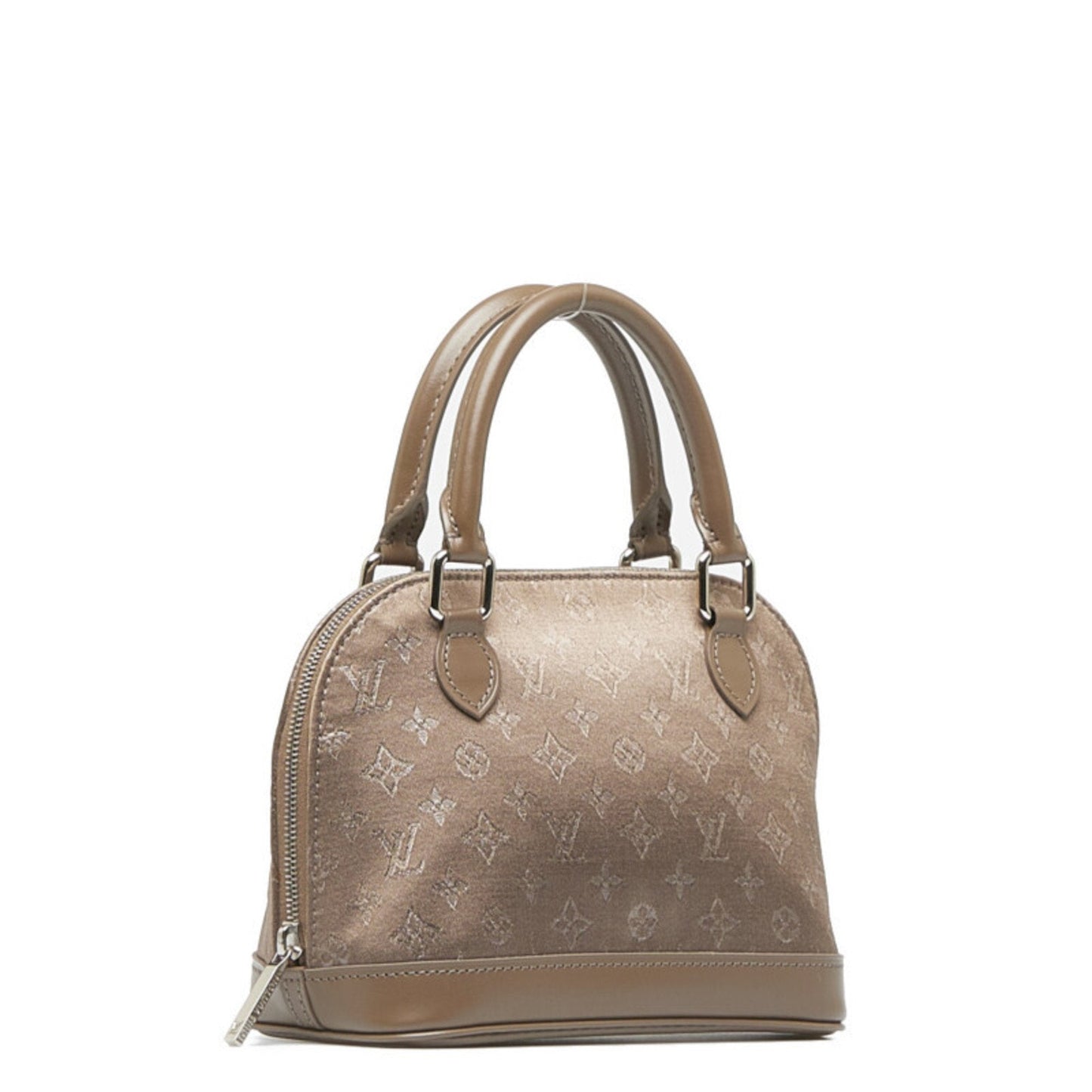 LOUIS VUITTON Monogram Satin Little Alma Handbag M92147 Brown Leather Women's