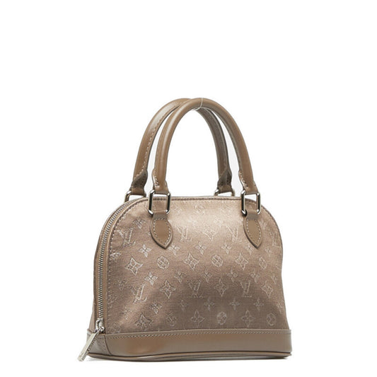 LOUIS VUITTON Monogram Satin Little Alma Handbag M92147 Brown Leather Women's