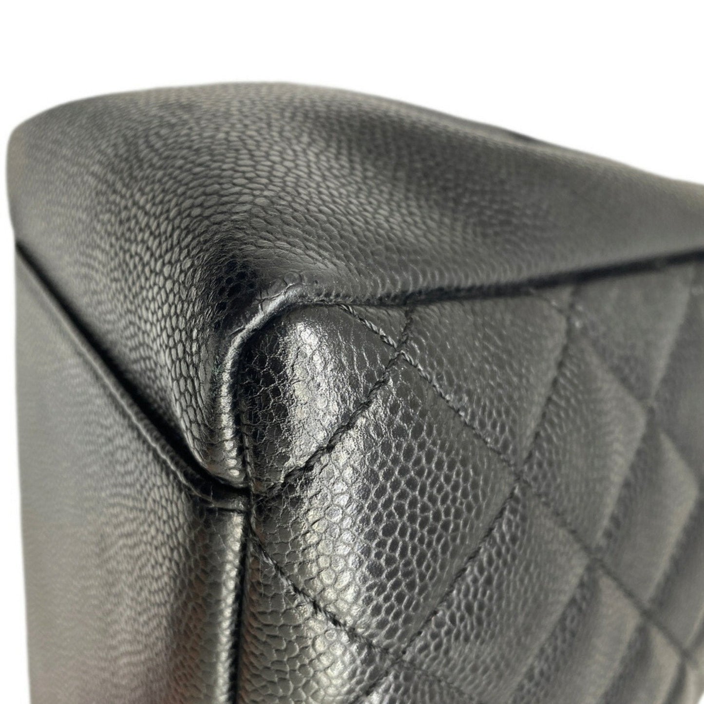 CHANEL Tote Bag GST Coco Mark Handbag Chain Shoulder Compatible Caviar Skin Black Women's