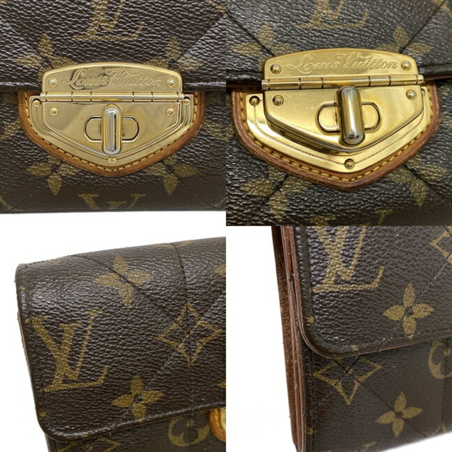 Louis Vuitton Portofeuil Sara Monogram Etoile M66556 Long Bi-Fold Wallet Canvas SP2111 LOUIS VUITTON Flap Turn Lock Quilting Collection Women's Brown
